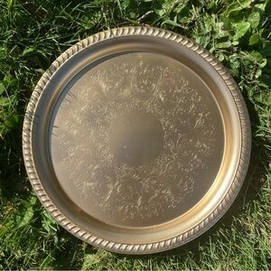 Vintage Matte Gold Metal Candle Holder Tray Home Decor Accessories